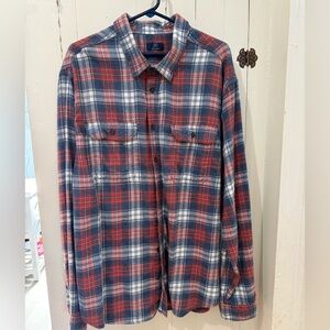 George Red and Blue Plaid Casual Button Down Shirt
